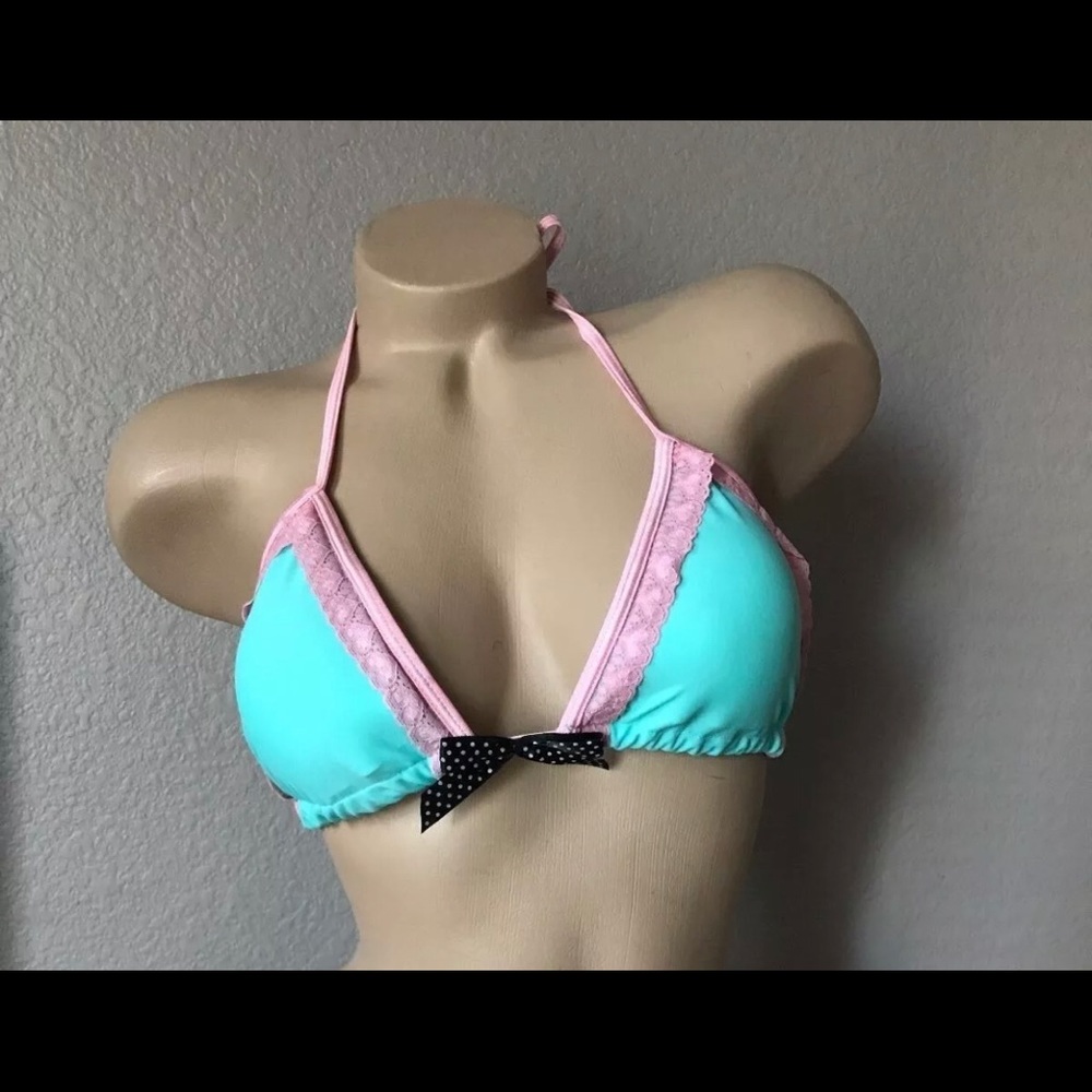 Pink And Blue Bikini Top Large Nwot